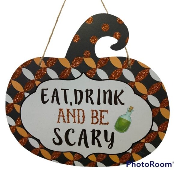Halloween Decoration Eat Drink and Be Scary Wall Hanging Halloween Decor - Picture 1 of 5